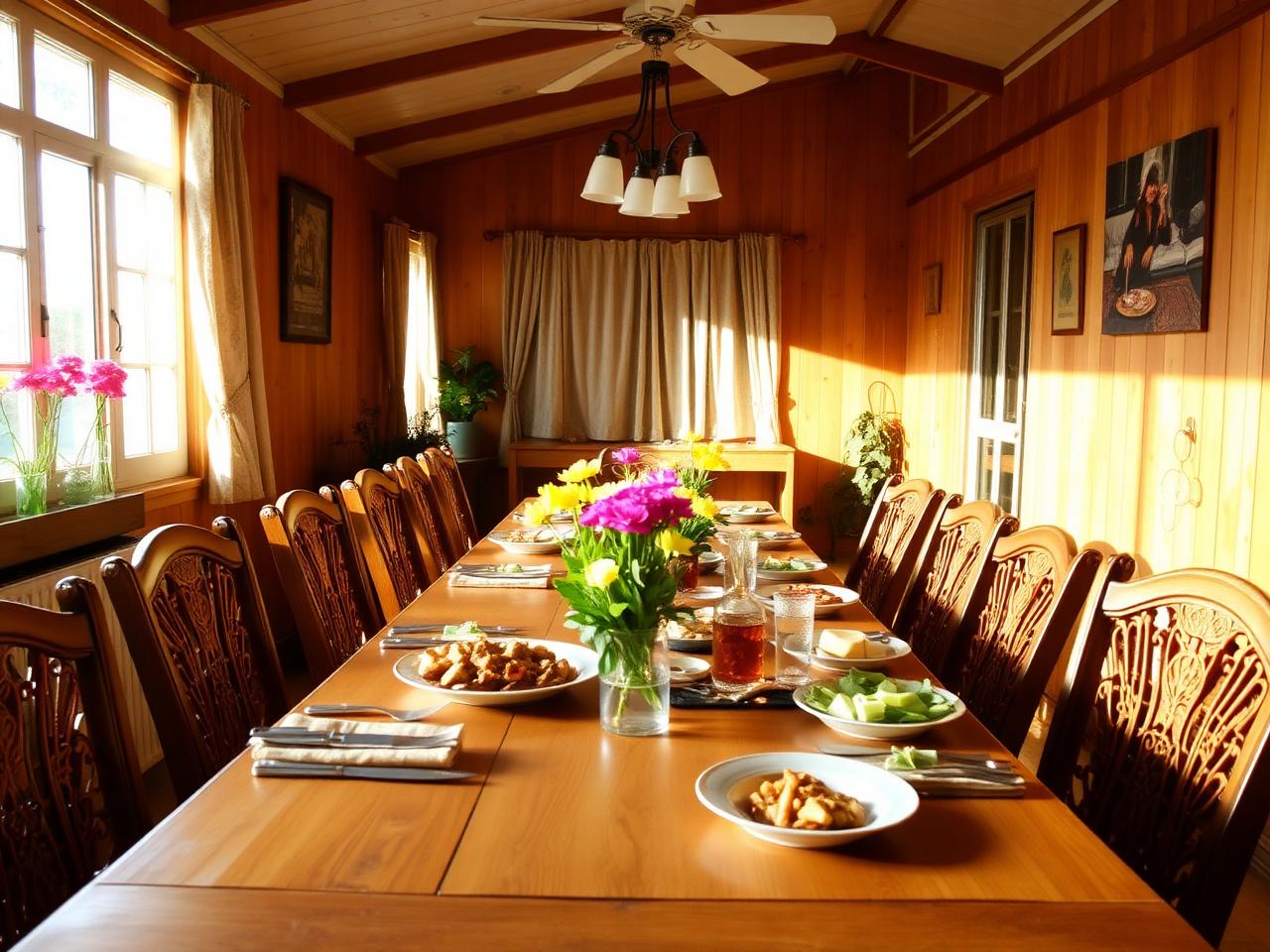 Family-style dining hall