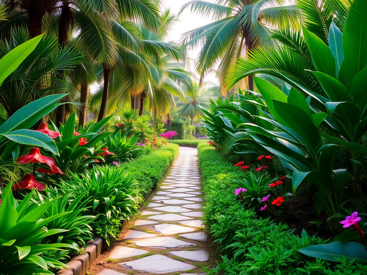 Tropical garden walkways